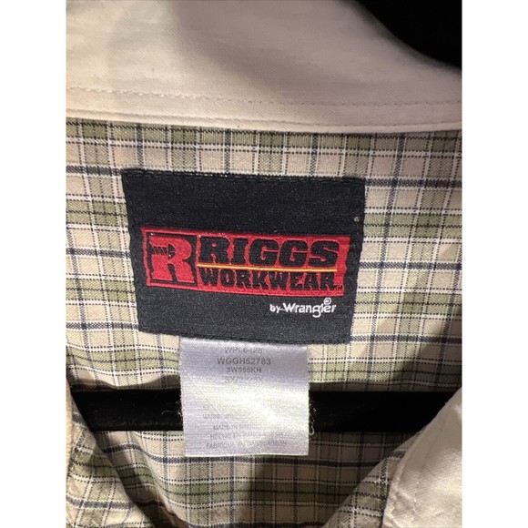 Men's Riggs by Wrangler Long Sleeve Work Shirt 3XL Plaid - Picture 2 of 7